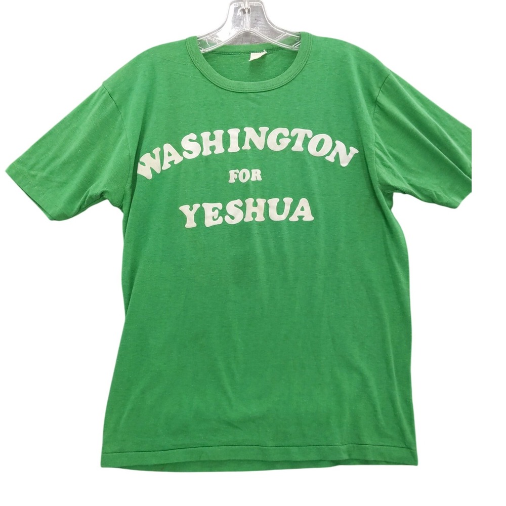 vtg 80s Washington For Yeshua Jesus Graphic T-Shirt Single Stitch 50/50‎ Sz M